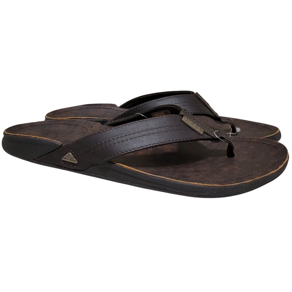Reef Men J-Bay III Beach Pool Flip Flop Thong Sandals Size US 7 Brown Leather